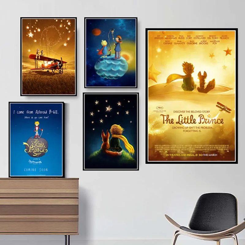 

The Little Prince Movie Poster Catoon Rose Fox Alien Canvas Painting Prints Abstract Wall Art Picture Kids Home Decor Cuadros