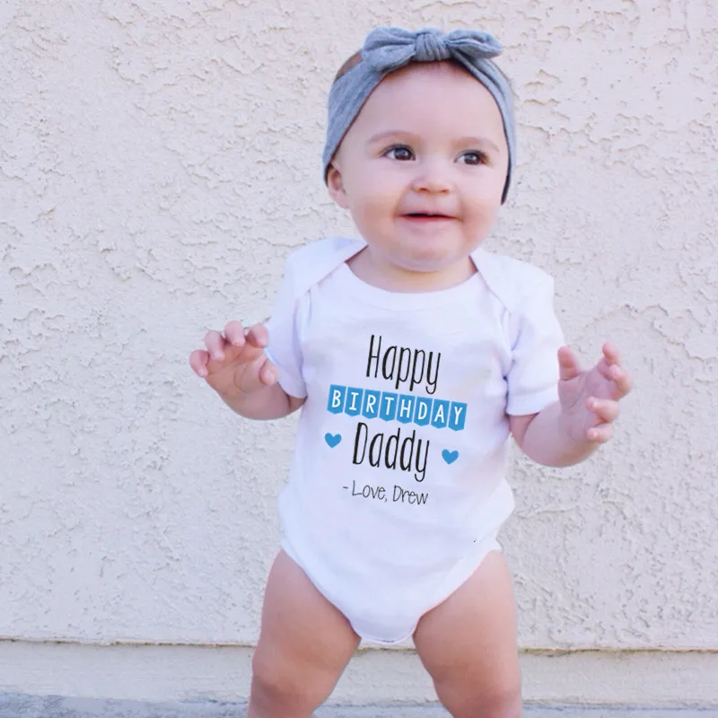 Детские комбинезоны с принтом С Днем Рождения Папы хлопковая одежда короткими