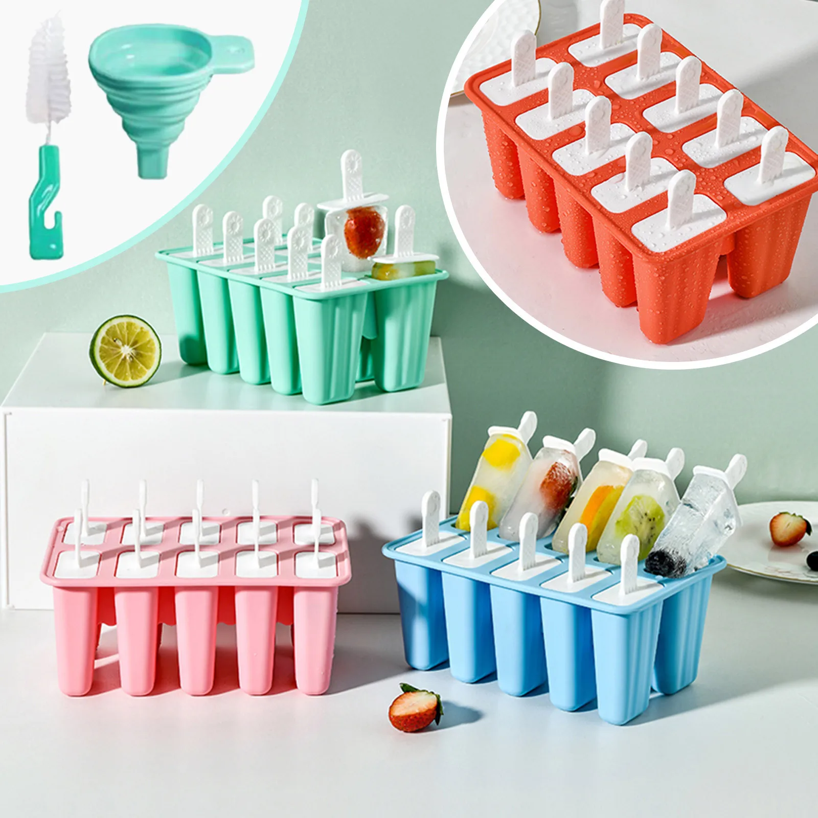 

10 New Creative Slicone Ice Tray Maker Homemade DIY Popsicle Ice Cream Mold