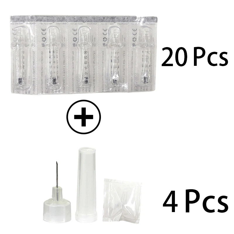 20 syringe 4 needle 0,3 мл розовая ручка для инъекций губ, гиалуроническая ручка, без иглы, пистолет для мезотерапии, шприц для наполнения губ, против морщин, кожи, лица - Цвет: 20 syringe 4 needle