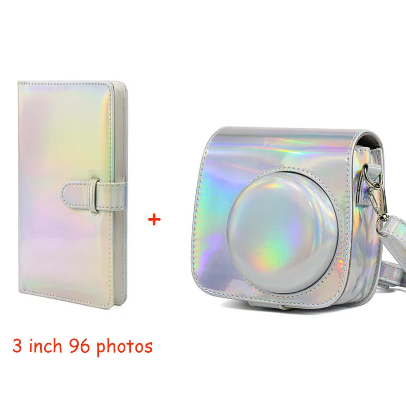 magic silver 3-дюймовый ярко мини-пленка фотоальбом 96 карманы с из искусственной кожи мгновенный чехол для фотографий в альбоме для ЖК-дисплея с подсветкой Fujifilm Instax Mini8/8+/9 - Цвет: magic silver