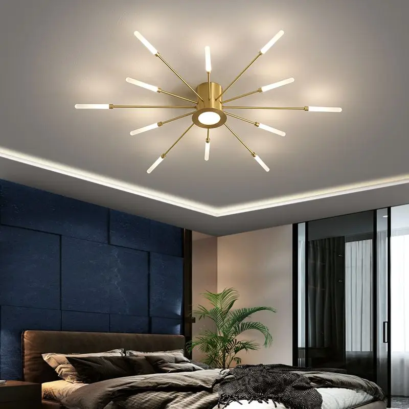 安い ポストモダンのクリエイティブなリビングルームの天井ライト高級銅シンプルなスパイラルひまわりの形のシュノーケル