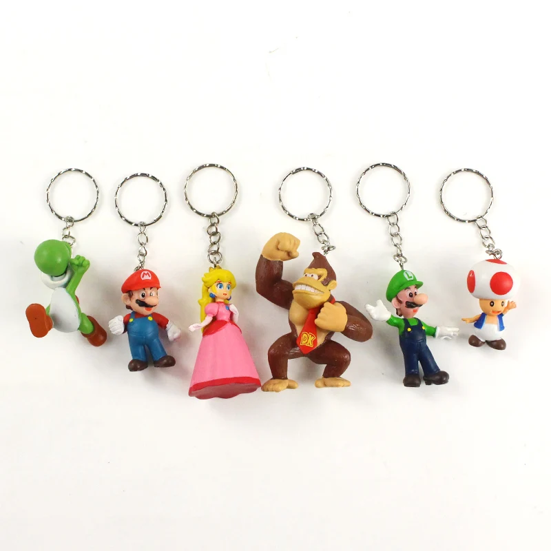 6 шт./компл. Yoshi Koopa Donkey Kong Peach Daisy Shy Guy Toad Bill Goomba брелок из ПВХ Фигурки игрушки |