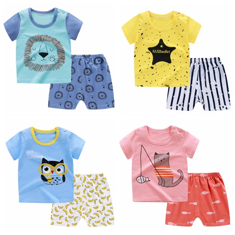 Детская одежда летний комплект для маленьких мальчиков и девочек футболка с