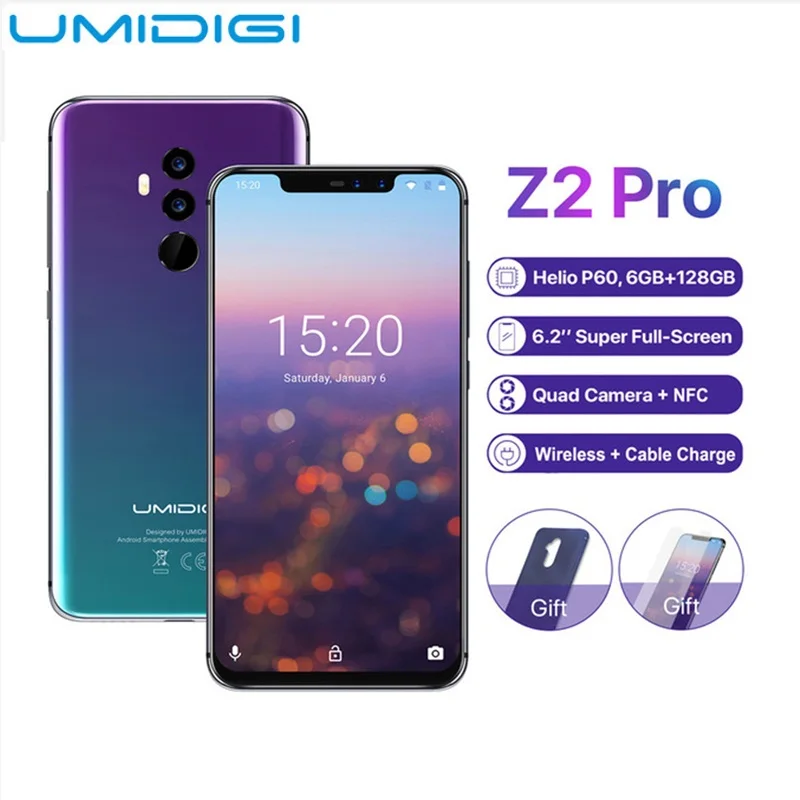 Смартфон UMIDIGI Z2 PRO 4G Face ID 6 2 &quotAndroid 8 1 Helio P60 Octa Core ГБ + 128 16.0MP 8.0MP Quad camera мобильный