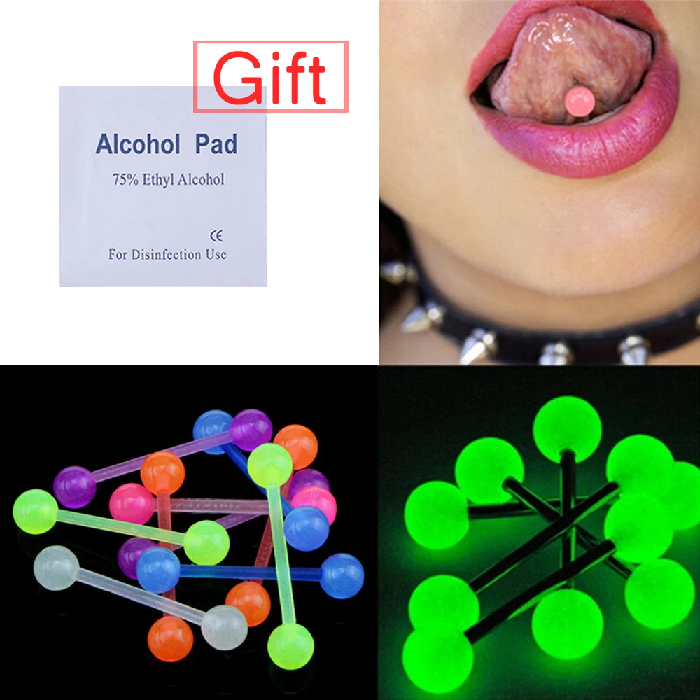 10 шт пластик пирсинг со штангой бары украшения для пирсинга языка световой панк