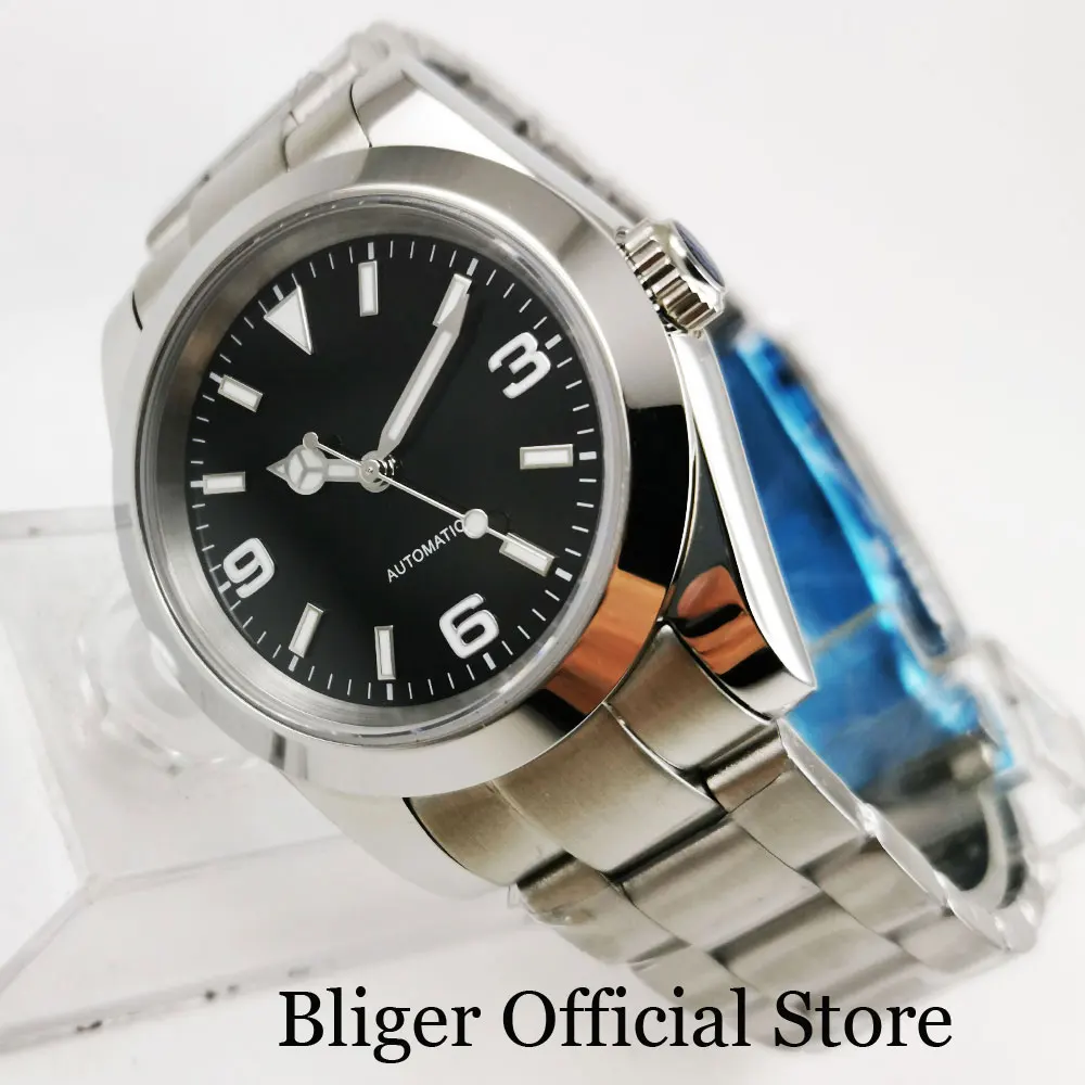 Полированные самонамотки мужские часы BLIGER Nologo Dial MIYOTA Move Men t men tal Strap 39 мм|Мужские
