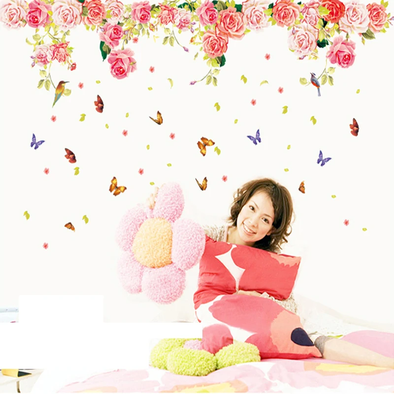 Романтические розы цветы цветущие наклейки на стену домашняя комната