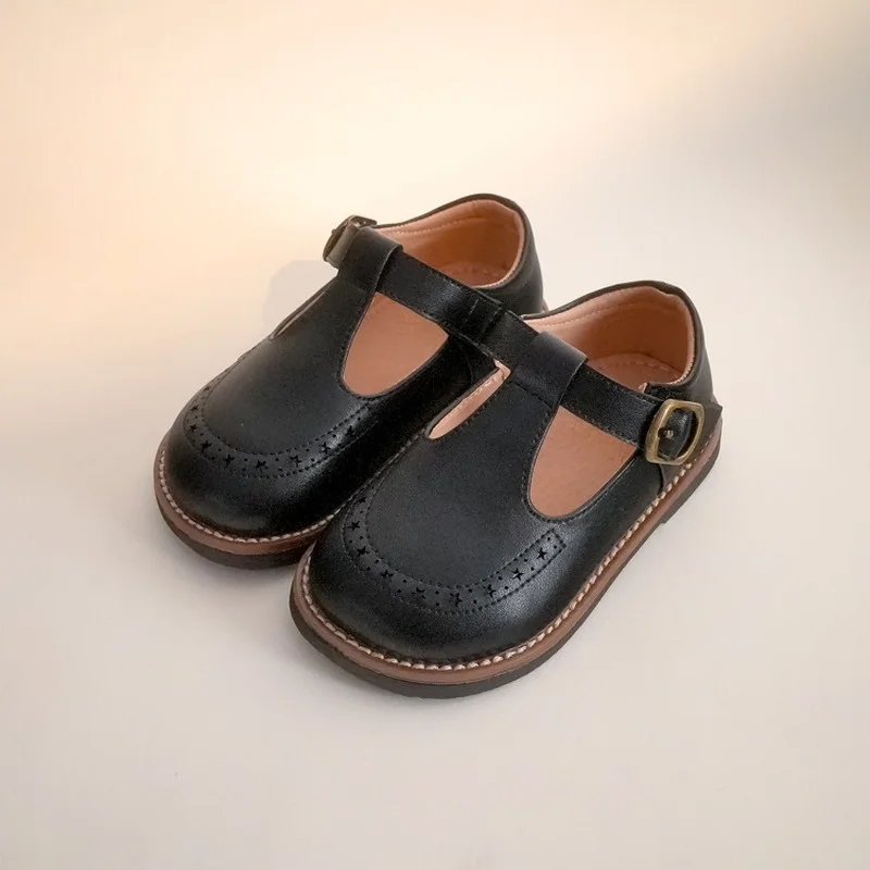 

Infants Retro Shallow Mouth Leather Shoes 2021 Autumn and Spring New Children Solid Color Shoes Baby Girls Shoes