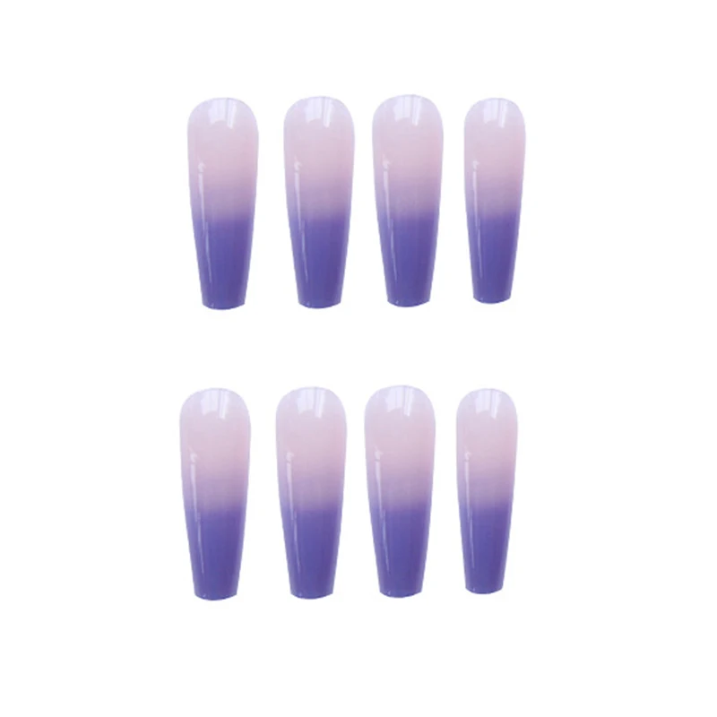 

24pcs Long Ballet false nail sets Blue Purple Wear Fashion Manicure adhesive fake Nails Save Time Wearable Nail Patch DW
