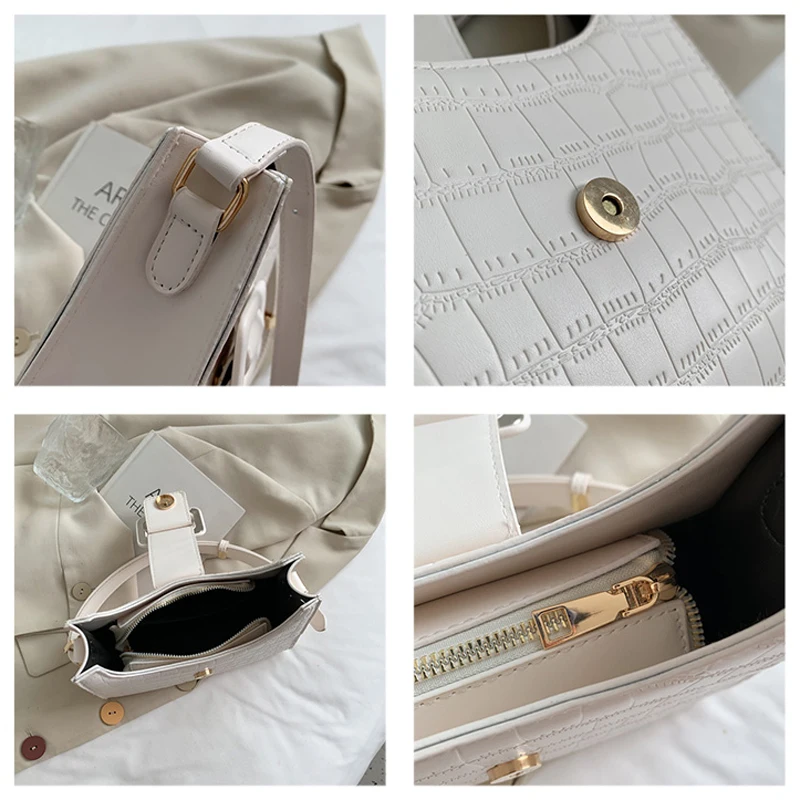 

Bags For Women 2021 Fashion Female Shoulder Bag PU Leather Ladies Designer Crossbody Bag High Quality Luxury With Stone Pattern