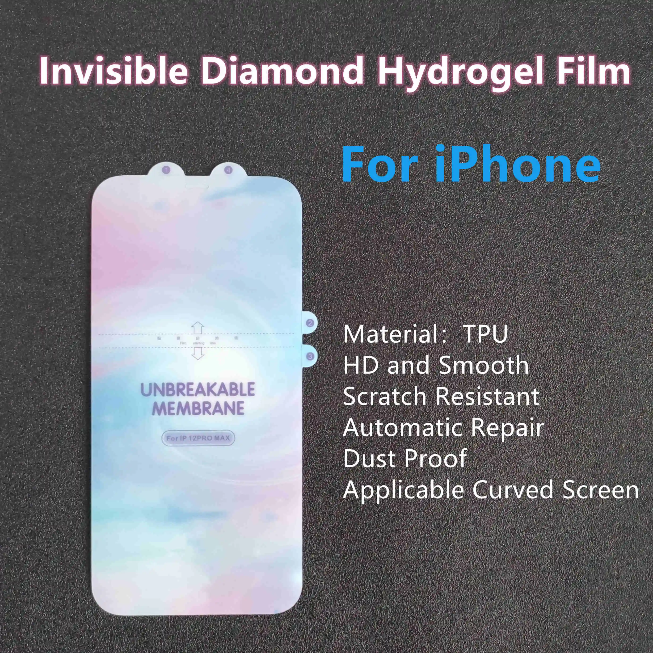 

2pcs Screen Protector For iPhone 12Pro Max Hydrogel Film 11Pro/X/XS/XR/12Mini Invisible Diamond Protection TPU Full Screen Cover