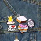 Кошка в коробке, эмалированные булавки, Мультяшные буквы, надпись I LOVE CATS, сердце для мужчин и женщин, нагрудная булавка, джинсовая рубашка, розовые значки Candyfloss, подарок
