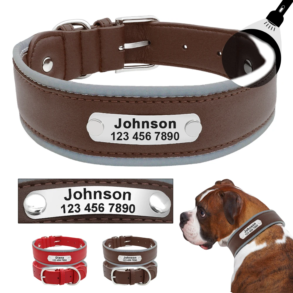 

Dog Collar Coleira Custom Leather Pet Collars Adjustable Collare Cane For Medium Large Dogs Pitbull Bulldog Bull Terrier