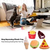 2020 dog squeaky plush toy pizza hamburg soothing pets train toy dog squeaky plush toy pizza hamburg soothing pets train toy