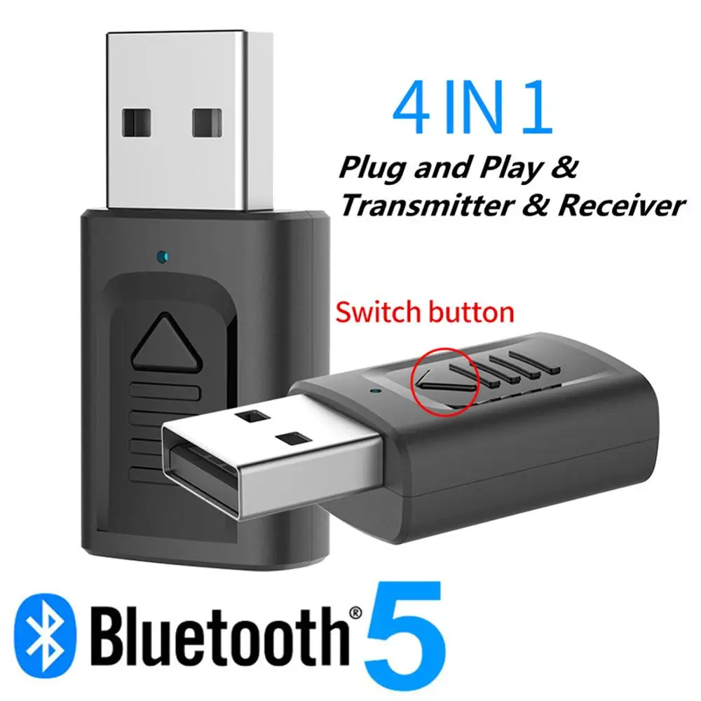 4 в 1 Bluetooth-совместимый 5 0 аудио передатчик и приемник USB адаптер для ПК ТВ наушники