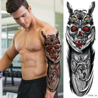 full arm waterproof temporary tattoo sticker skull red eye owl wolf animal feather art fake tatoo flash tatto for man woman