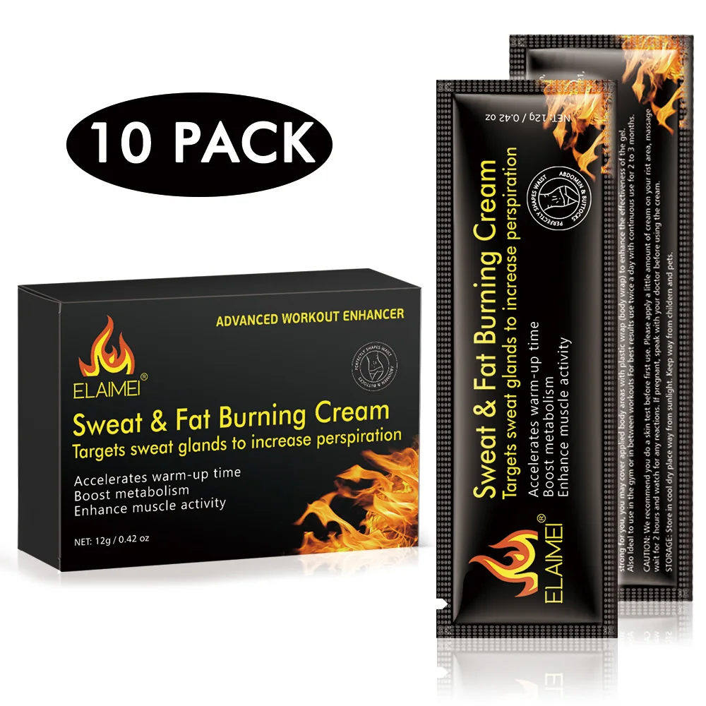 

Elaimei Sweat Fat Burning Cream Targets Sweat glands to Accelerates warm-up time boost metabolism enhance muscle activity 10Pack