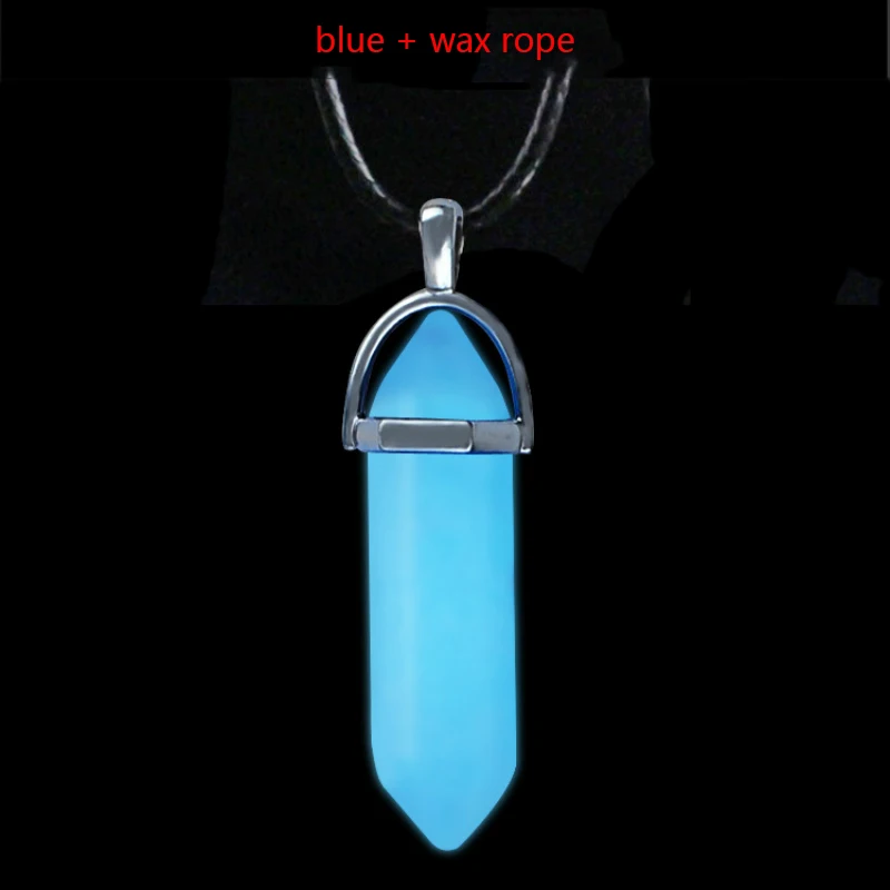 rope blue Геометрическая форма, натуральный кристалл, светящаяся подвеска, ожерелье, Шарм для мужчин и женщин, светящаяся подвеска, вечерние ювелирные изделия - Окраска металла: rope blue