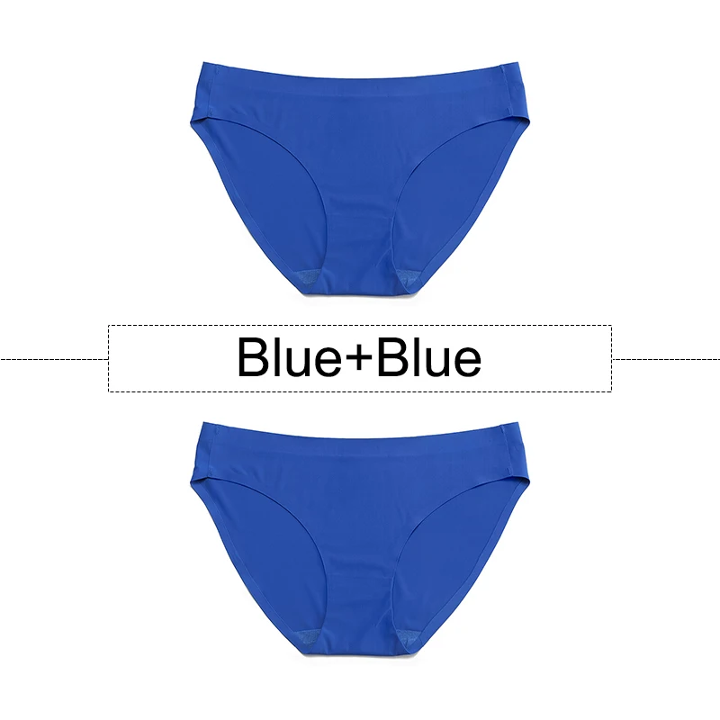 Blue-Blue 2 шт./партия, открытый Шелковый бесшовный трусики для женщин, нижнее белье сексуальные плавки, цельное нижнее белье с открытой спиной и низкой посадкой, женское XS-L, большие размеры США - Цвет: Blue-Blue