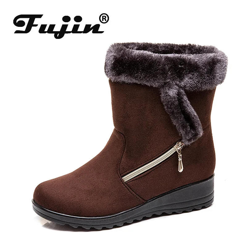 Fujin/зимние теплые женские ботинки из бархата и хлопка Повседневные с боковой