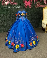 royal blue off the shoulder mexican quinceanera dresses ball gown formal prom princess lace up bow appliques princess sweet 15
