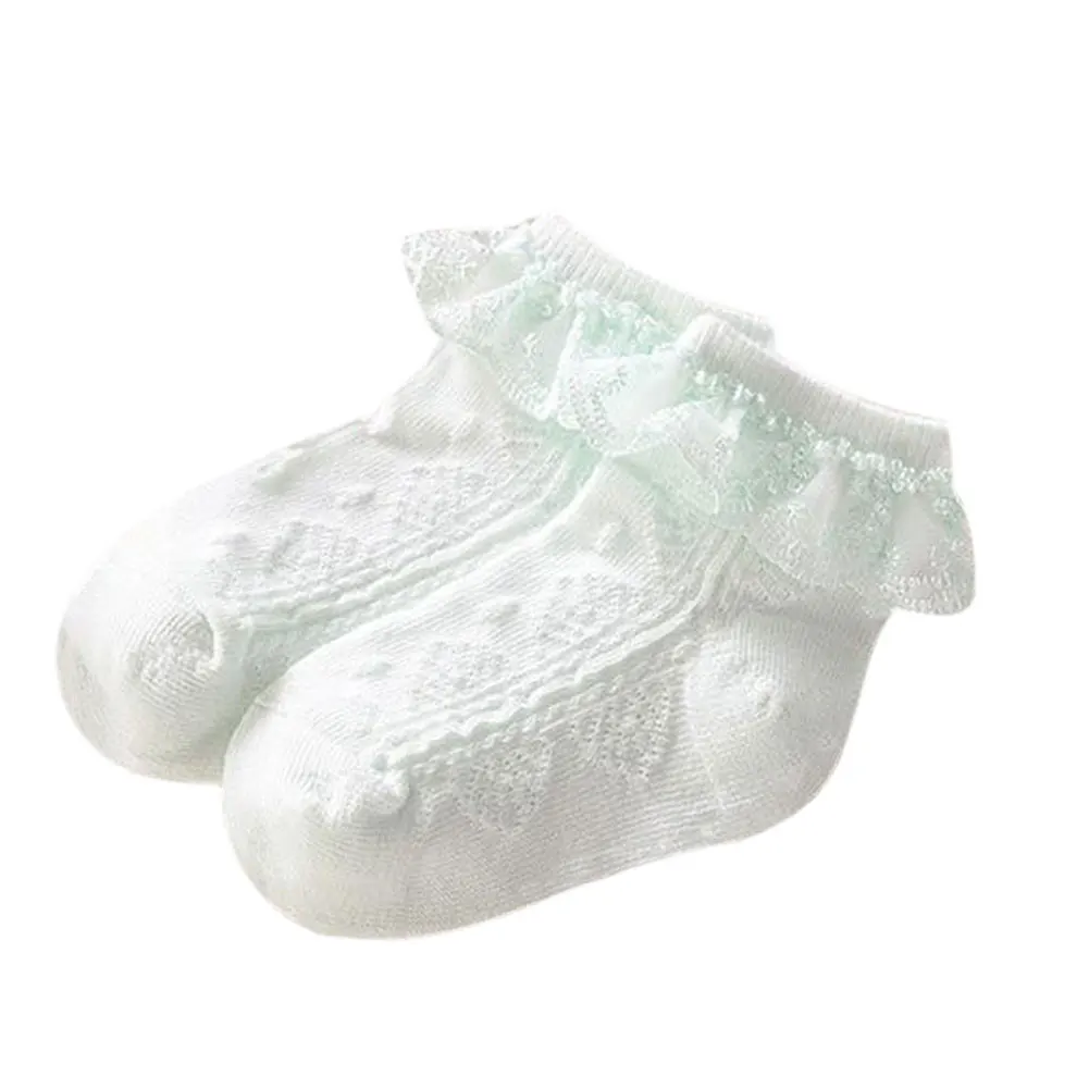 Милые кружевные хлопковые носки-башмачки для маленьких девочек карамельные