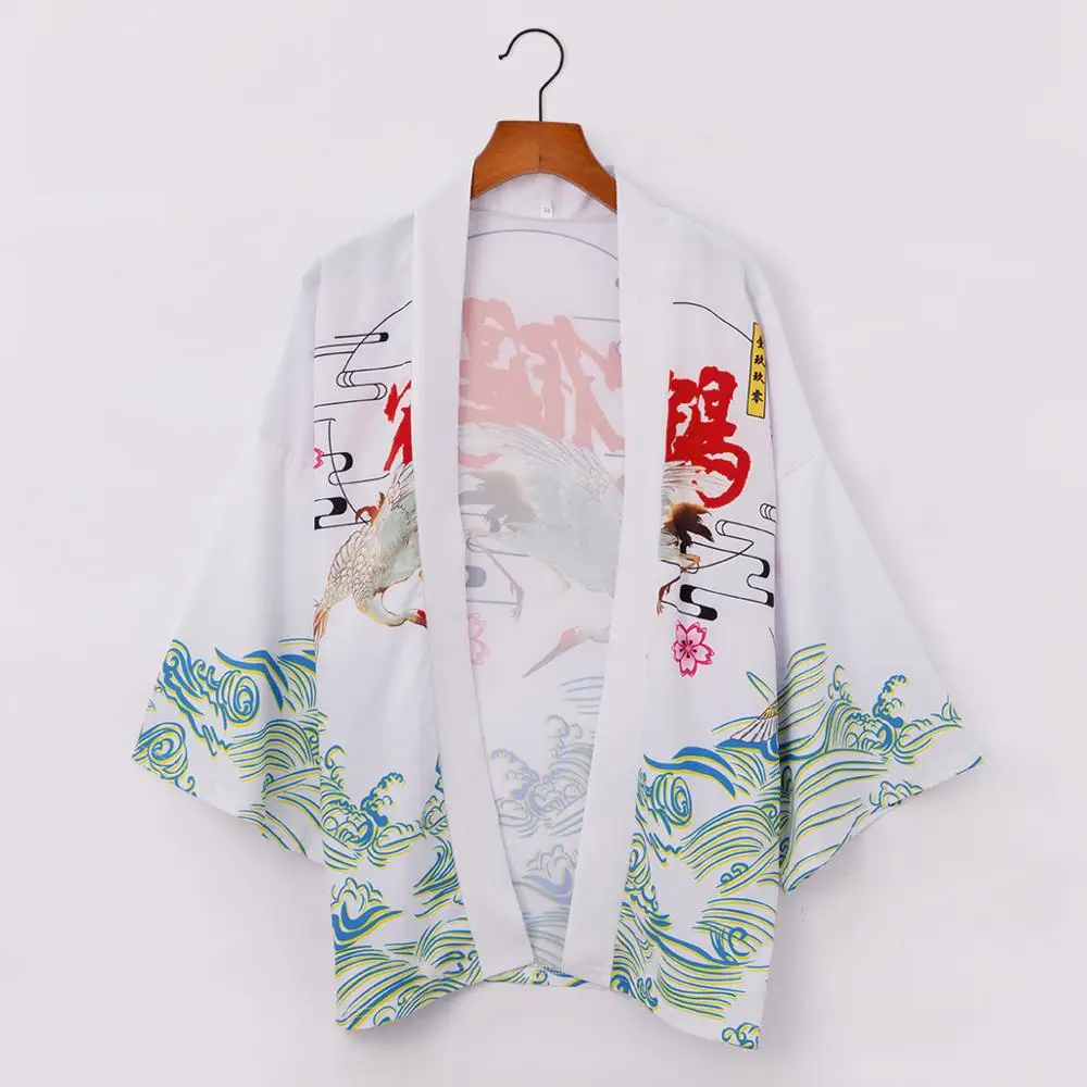 Японский Кимоно Кардиган для мужчин 2020 уличная длинная рубашка мужская Бохо