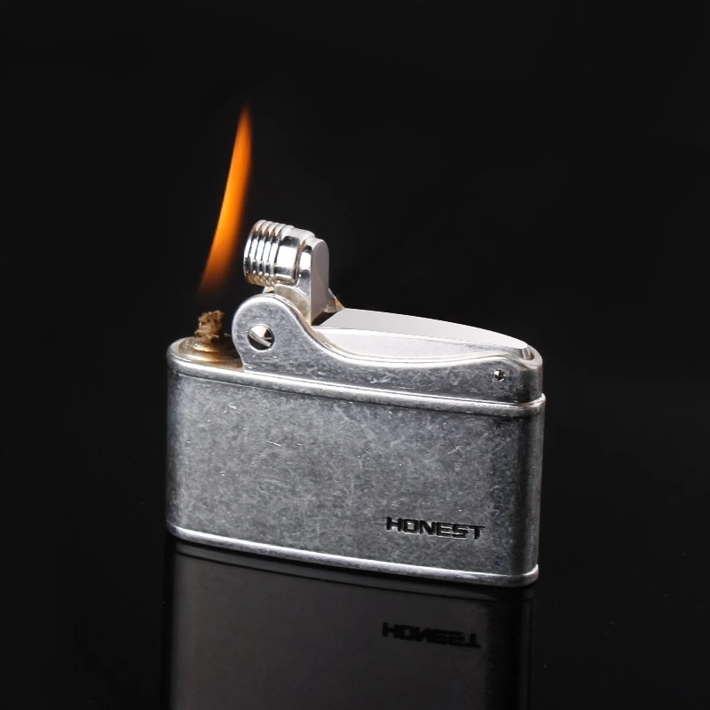 

Retro Gasoline Flint Lighter Firewheel Trenches Pure Copper Cigarette Petrol Lighter Free Fire Inflated Metal Gadgets For Men
