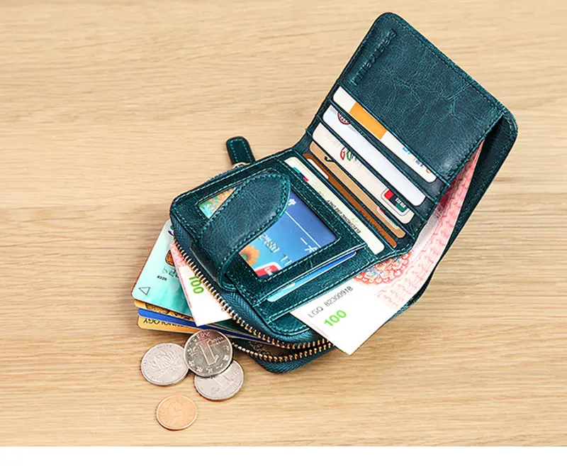 Billfold масло воск натуральная кожаные кошельки для женщин короткий мини-кошелек для клатча Soild монета Карманный с отделениями для карт держатель воловья сумка