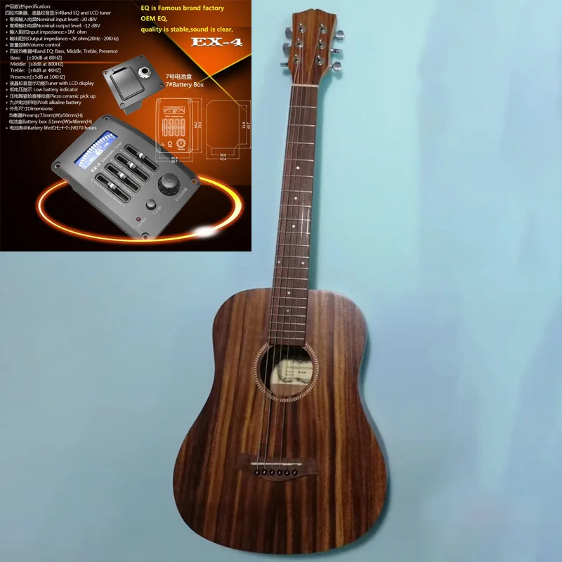 

34 inch full old Indonesian teak electric acoustic guitar 6 string full size brown color folk guitar mini guitars for travel