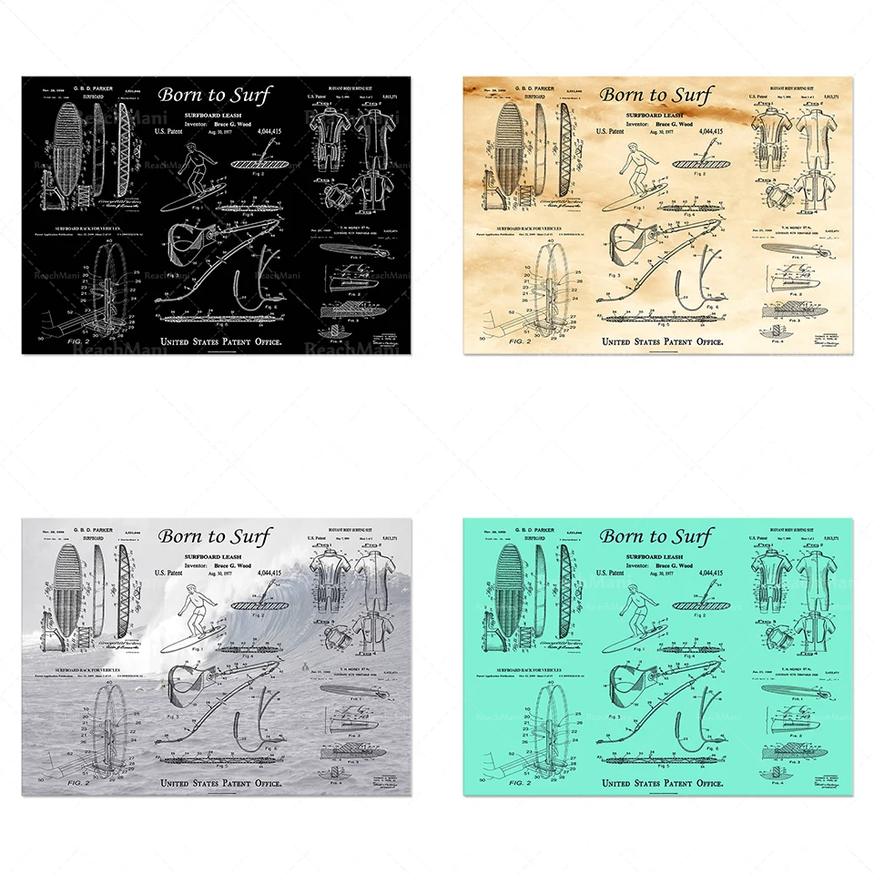

Surf posters, surf wall art patent design posters, surfboard decoration surfboard posters, diving suits, gifts for lovers