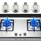 4 шт., металлические универсальные Серебристые ручки для регулировки газовой плиты, адаптеры, переключатели для духовки, блокировки поверхности, кнопка в сборе