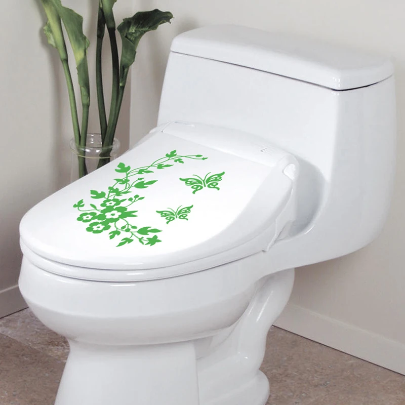 1Pc Decorative Butterfly Flower Vine Toilet Wall Sticker Removable Art Decals Waterproof Home Bathroom Living Room Decor | Дом и сад
