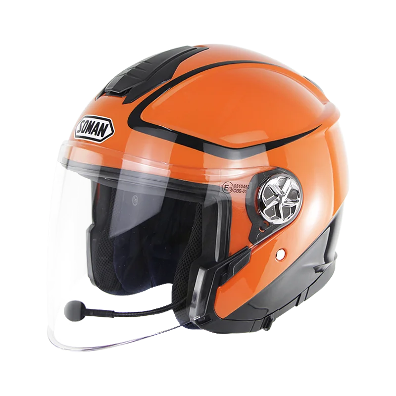 Orange Black Женский шлем, одобренный ECE chopper шлемы козырек скутер мото rcycle шлем 3/4 с открытым лицом шлемы mujer casco moto dirt bike руля - Цвет: Orange Black