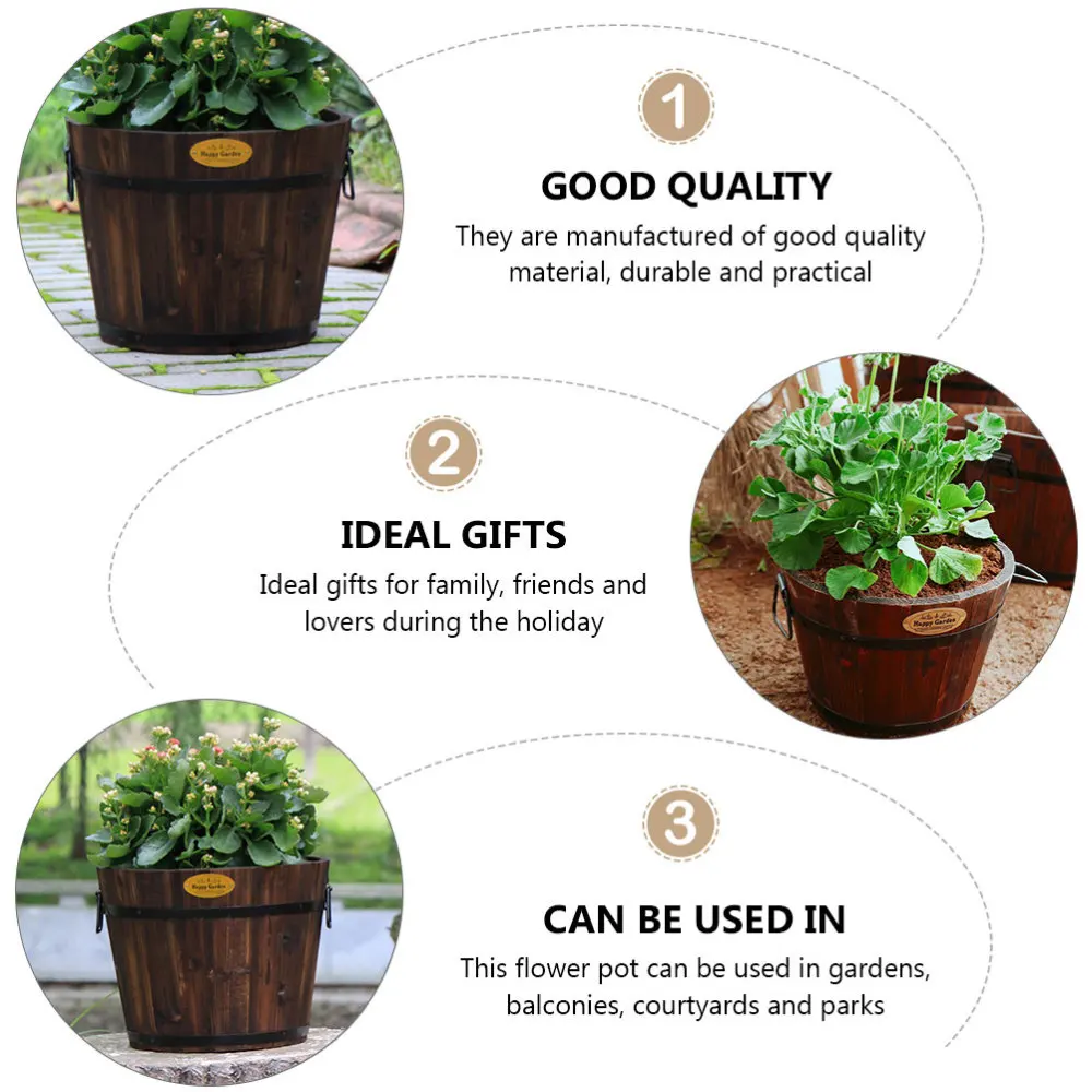 

1Pc Multi-purpose Wooden Flower Pot Balcony Succulent Plant Vegetable Pot