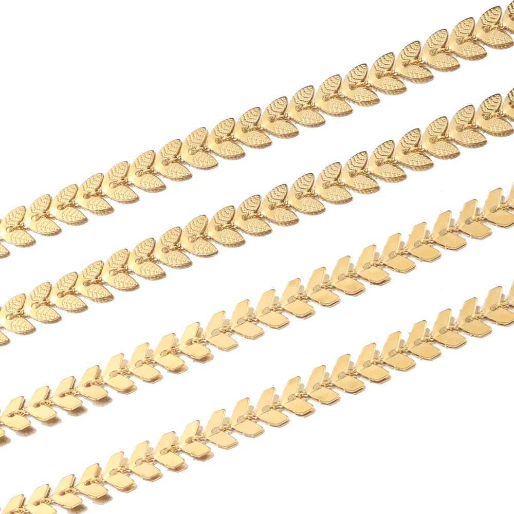 

1 Meter 6mm Width Stainless Steel Chain Gold Leaves Chains for DIY Bracelet Anklet Jewelry Making Supplies Bulk Items Wholesale
