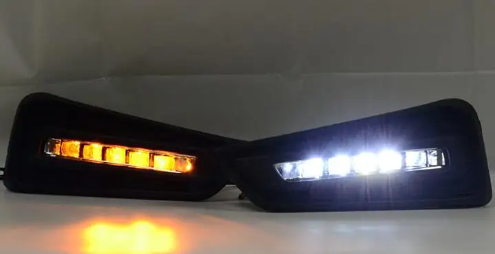 Original design LED DRL for Honda City 2015 2016 daytime Running Lights fog lamp cover with yellow turn signal light car styling |