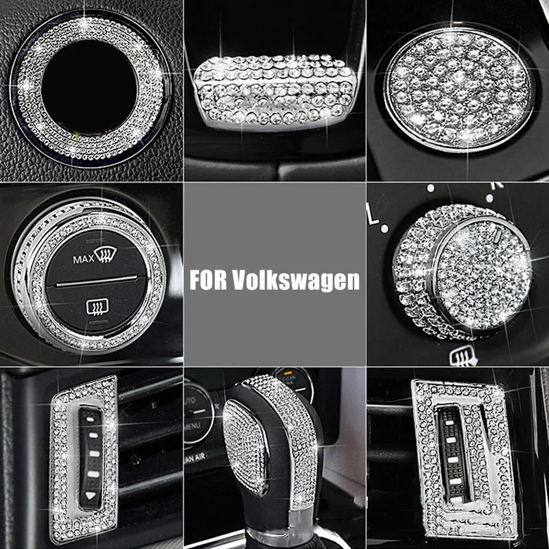 

For Volkswagen CC Magotan B8 2018 Newly Luxurious Steering Wheel Air Conditioning Button Cover Trim Diamond Interior Accessories