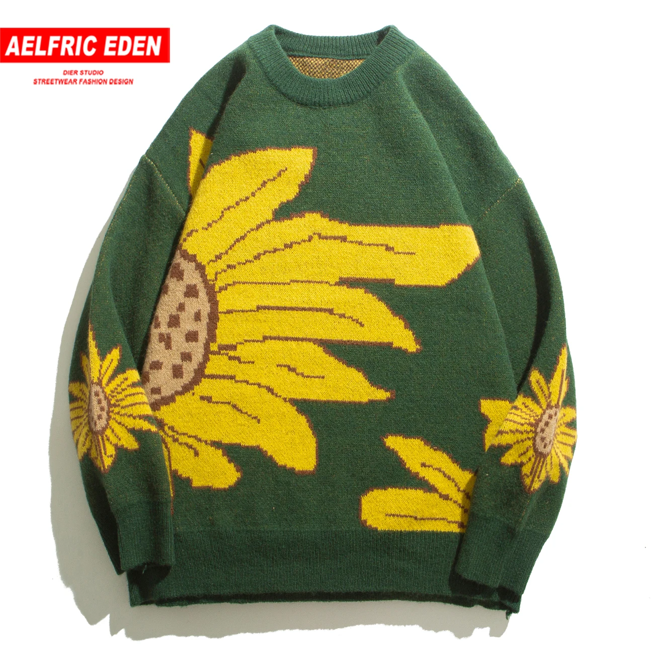 Свитер мужской в стиле хип-хоп пуловер с подсолнухом трикотажный Повседневный