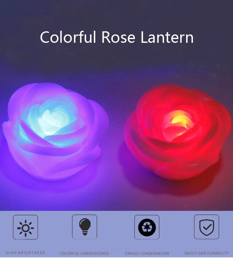 7 цветов меняющая цвет автоматическая беспламенная романтическая роза в форме