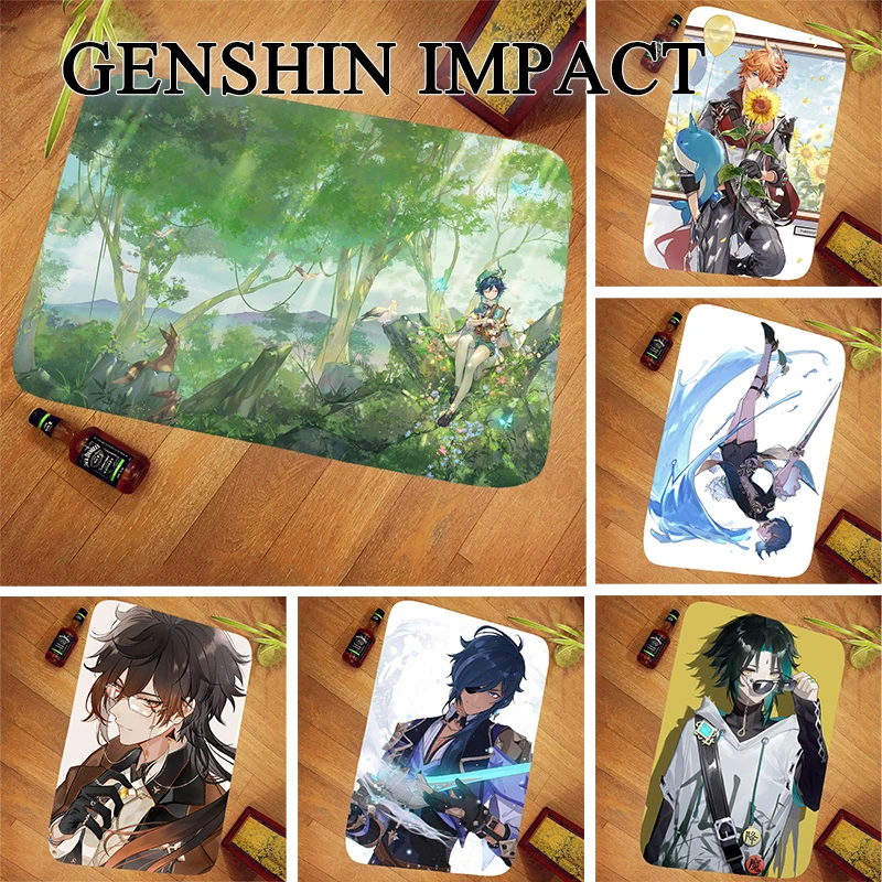 

Rugs Doormat Animation Decoration Home Mat Genshin Impact Printed Floor Carpet Super Soft Absorbent Bathroom Bath Cartoon