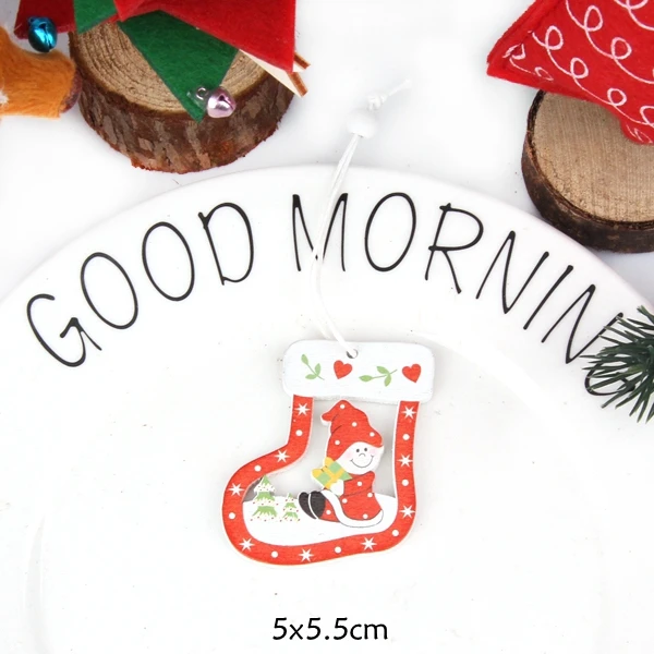 Sock Elf 6 шт. DIY креативный Печатный Рождественский деревянный чипборд Подвески Украшения для рождественской вечеринки Рождественские елки украшения детские подарки - Цвет: Sock Elf