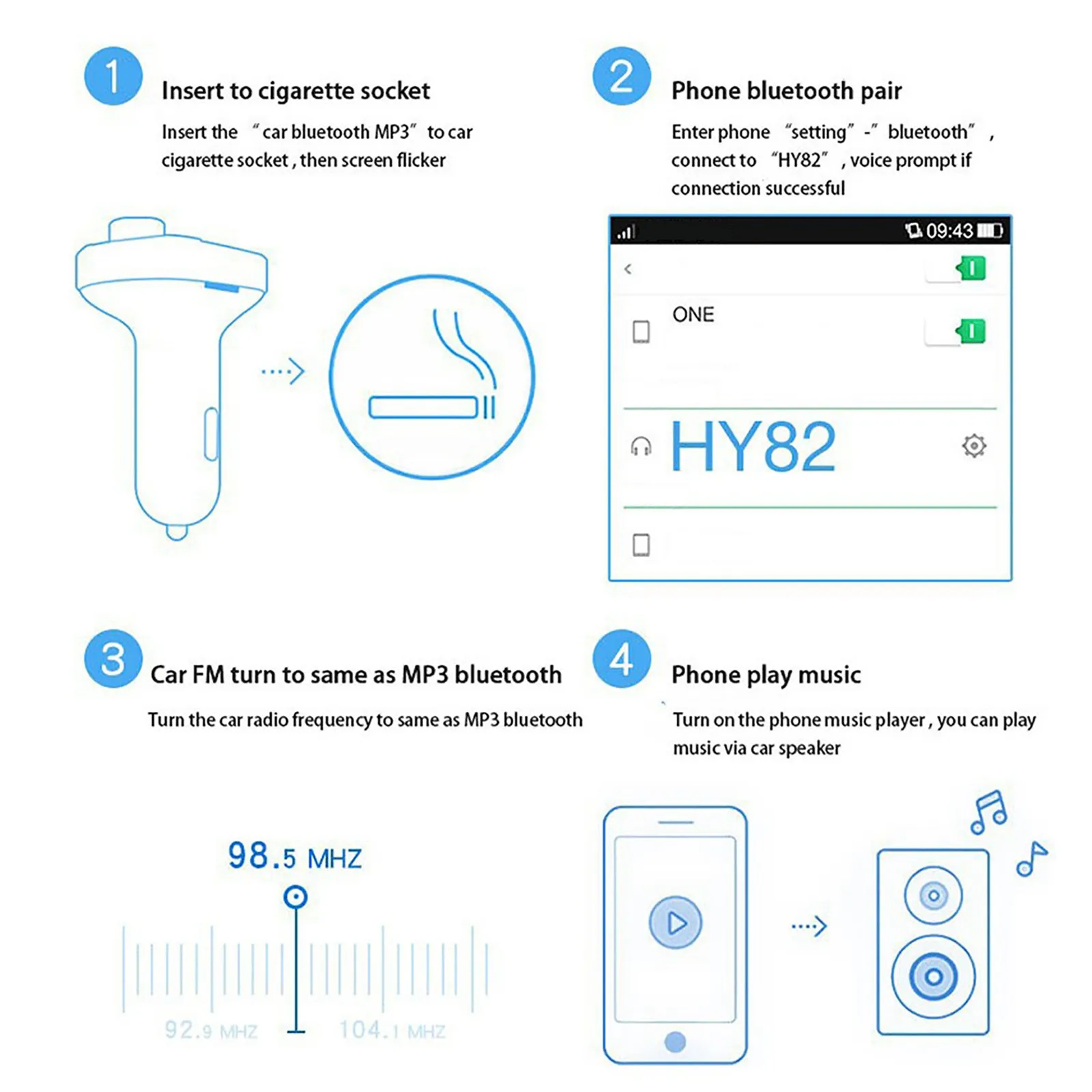 Bluetooth-compatible FM Transmitter WIth Box Car Player Kit Card Quick Charger Dual USB Voltmeter 12V 24V | Автомобили и