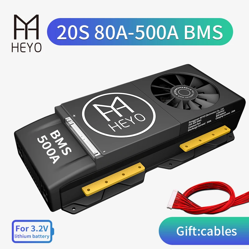 Литиевая батарея HEYO 3 2 V LiFePo4 Lipo 20S 60V 80A 200A 300A BMS 32650 защитная плата с вентилятором и