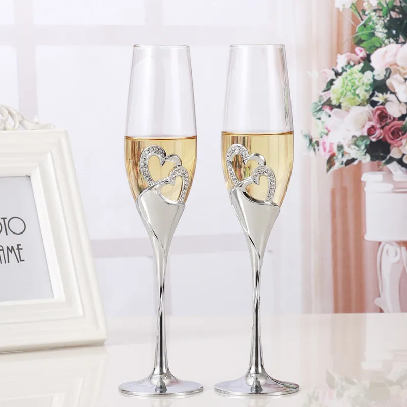 

2Pcs/Set Crystal Champagne Glass Wedding Toasting Flutes Drink Cup Party Marriage Wine Decoration Cups For Parties Gift Box