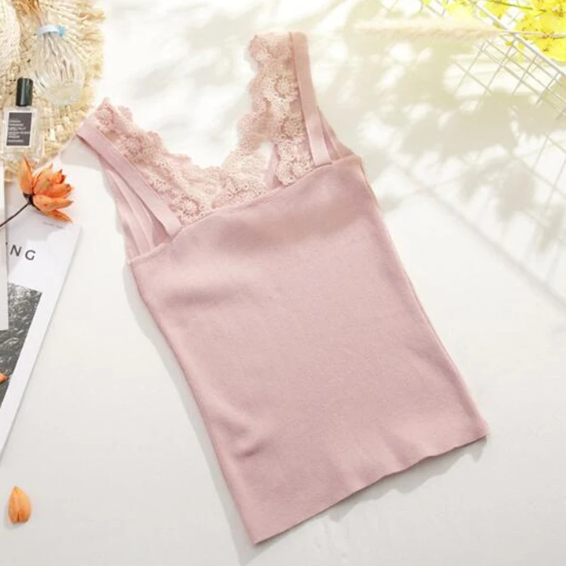 

Women V-neck Tops Lace Up Tank Sexy Skinny Knitted Straps Top Sleeveless Vest Underwear Female Ribbed Crop Tops