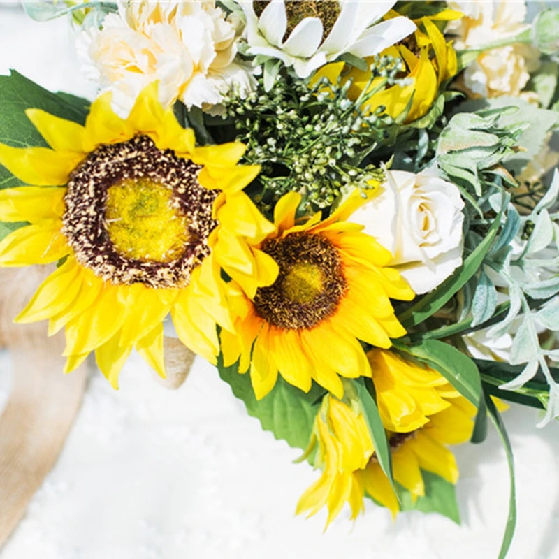 Свадебные цветы букет невесты Искусственные букеты De Mariage Подсолнух Свадебная