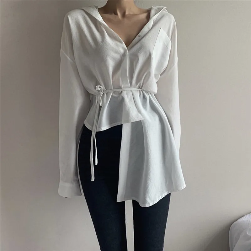 Женские блузки с длинным рукавом и кулиской пикантные слегка прозрачные