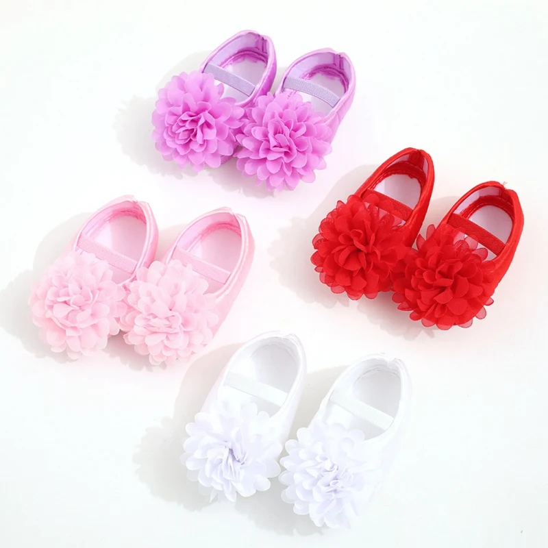 

Autumn Spring Newborn Baby Girl Flower Princess Shoes Lace Non-slip Toddler Crib Shoes First Walker 0-18M